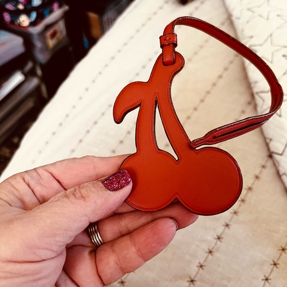 Coach Cherry Red Leather Bag Charm - Picture 3 of 10
